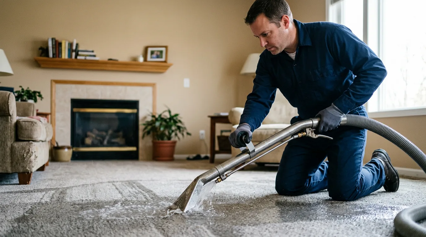 Water damage restoration technician working near Deerbrook, WI